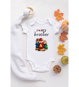 I Love My Brother Organik Baskılı %100 Pamuklu zıbın