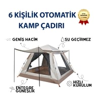 AC6637 Su Geçirmez & Güneşlikli 6 Kişilik Otomatik Kamp Çadırı