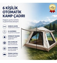 Su Geçirmez & Güneşlikli 6 Kişilik Otomatik Kamp Çadırı