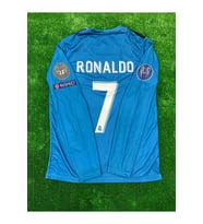 Cristiano Ronaldo Real Madrid Uzun Kol 2018 Özel Tasarım Turkuaz Renk Forma / Nostalji Ronaldo Forma