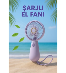 Şarjlı Sessiz Güçlü El Fanı Mini Taşınabilir USB Vantilatör 5 Pervaneli Fan (Mor)