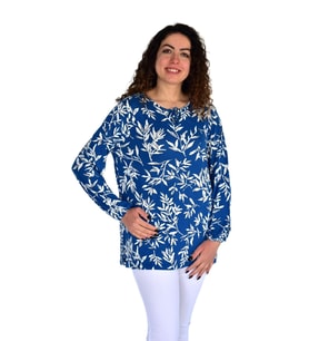Kadın Yaprak Desen Baskılı Viscon Bluz BGL-ST04288