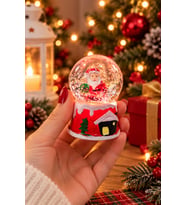 LED Işıklı Yeni Yıl Kar Küresi 7 cm Mini Yılbaşı Dekoratif Biblo Noel Baba 2027 Yeni Yıl Hediyesi