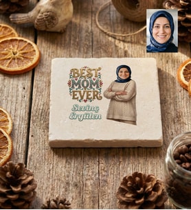 Kişiye Özel Karikatürlü Best Mom Ever Anneye Hediye Bardak Altlığı Anneler Günü Hediyesi