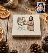 Kişiye Özel Karikatürlü Best Mom Ever Anneye Hediye Bardak Altlığı Anneler Günü Hediyesi