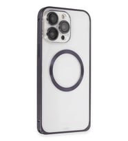 iPhone 14 Pro Kılıf Metal Bumper Magneticsafe Kapak - Derin Mor