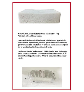 Dikdörtgen Yedek Tablet - Nem Alıcı - Naturel Kokusuz - 1 Kilogram