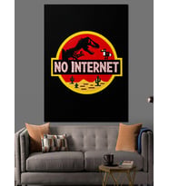No Internet Dinozor Logosu Dekoratif Kanvas - Mdf Ahşap Tablo