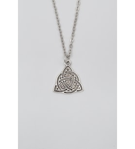 Triquetra - Kelt Düğümü Düz Ezme Zincir Kolye - Antik Gümüş Kaplama - Kadın Erkek - 60 cm