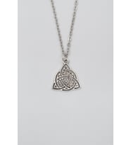 Triquetra - Kelt Düğümü Düz Ezme Zincir Kolye - Antik Gümüş Kaplama - Kadın Erkek - 60 cm