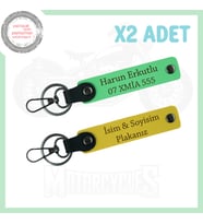 Sarı-F. Yeşil, Motor Severler İçin Kişiselleştirilmiş Plakalı 2'li Anahtarlık, Özel Tasarım Hediye
