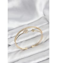 Yonca Model Pirinç Gold Renk Kadın Bileklik - Tj-Bb8259