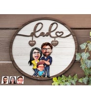 Bk Gift Kişiye Özel Aile Karikatürlü Kabartma Tasarım Ahşap Baba Tabelası, Babaya Hediye, Babalar Günü Hediyesi, Ev Dekorasyonu-1