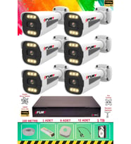 FURY 6 Kameralı 6 Warm Led Gece Renkli Görüş-Cepten İzle-Su Geçirmez Güvenlik Kamerası Seti 1TB