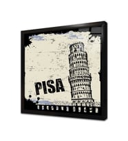 Pisa Kulesi Çerçeveli Cam Tablo