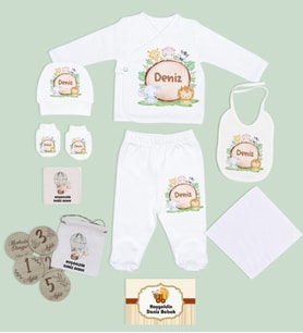 BK Kids Kişiye Özel Beyaz Hastane Çıkışı,Bebek Anı Kartı,Yeni Doğan Bebek Giyim Hediyesi,9 Parça Bebek Hediye Seti-6