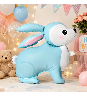 Mavi Retro Tavşan Folyo Balon 60x59 cm Doğum Günü Baby Shower Parti Süsü Dekorasyonu
