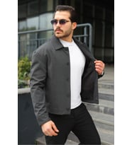 Spor Şık Rahat Kumaş Düğmeli Mevsimlik Ceket (Antrasit)