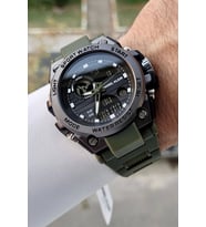 Daniel Klein DKISTE1345 Haki Renk Analog Dijital Hediye Paketli Erkek Kol Saati