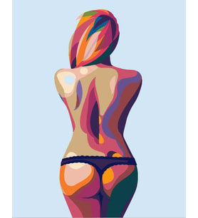 Çıplak Sırt Sayılarla Boyama Seti 40x50 cm (Tuvale Gerili)