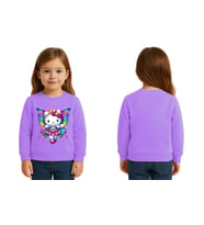 Unisex Hello Kity Baskılı Çocuk Swaetshirt 3 İplik Şardonlu (Lila)
