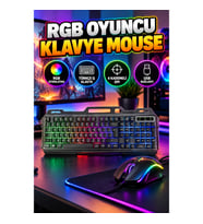 RGB Oyuncu Klavye ve Mouse Seti – Türkçe Q Klavye, 4 Kademeli DPI, USB Bağlantı