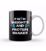 Funny Faith Weights And Protein Shakes Gym Workout Kupa Bardak Porselen