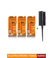 Fontenay Saç Şekillendirici Pudra Toz Wax Ultra Strong Turuncu 20gr X3 + Profesyonel Topuz Fırçası Krepe 3043 4'lü Set