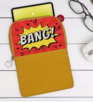 BK Gift Pop Art Tasarımlı Taşınabilir Koruyucu Tablet Kılıfı & Organizer Çanta - Sarı-13