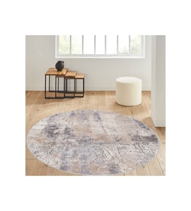 Eliana Home Baskılı, Yıkanabilir Kaymaz Taban Yuvarlak Halı LNA7030 120x120 cm (Bej)