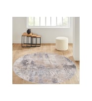 Eliana Home Baskılı, Yıkanabilir Kaymaz Taban Yuvarlak Halı LNA7030 120x120 cm (Bej)