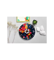 Dramatik Canlı Çiçek Buketi Baskılı Sessiz Duvar Saati 40 cm