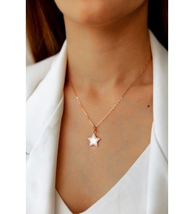 925 Gümüş  Mineli Rose Gold Kaplama Yıldız Kolye