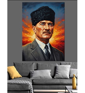 Atatürk Portresi Gün Doğumu Dekoratif Kanvas - Mdf Ahşap Tablo