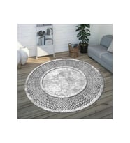 Eliana Home Baskılı, Yıkanabilir Kaymaz Taban Yuvarlak Halı LNA7316-SD663 120x120 cm (Gri)