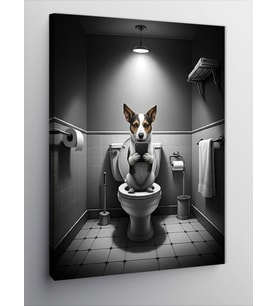 Kanvas Tablo Tuvaletteki Köpek