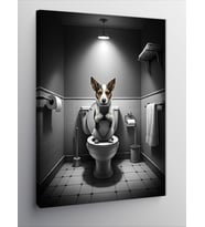 Kanvas Tablo Tuvaletteki Köpek
