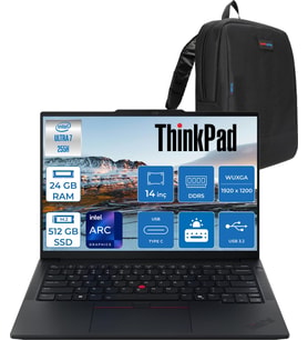 Lenovo Thinkpad E14 Gen 7 Intel Core Ultra 7 255H Aı 24GB Ddr5 512GB SSD Intel® Arc™ 140T 14" Wuxga (1920X1200) IPS 300NITS IPS Freedos Taşınabilir BILG.T21SX007CTXF02+ZETTAÇANTA