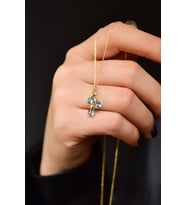 925 Ayar Gümüş Gold Kaplama Aralık Ayı Doğum Taşlı Kübik Drop Kolye