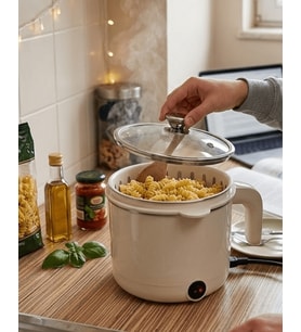 Elektrikli Mini Tencere 1 Litre Çorba Pil Makarna Pişirici Çok Fonksiyonlu