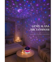 Yıldızlı Gökyüzü Projektörü Pembe Renkli Döner Çocuk Odası Gece Lambası