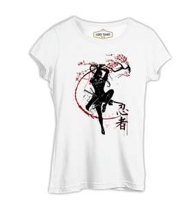 Japon Savaşçı - Rüzgar Beyaz Kadın Tshirt