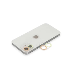 İphone 12 Mini Renkli Kamera Lens Koruma Cam - Sarı-Turuncu