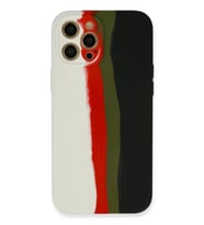 Newface Apple iPhone 12 Pro Max Kılıf Ebruli Lansman Silikon - Beyaz-Siyah
