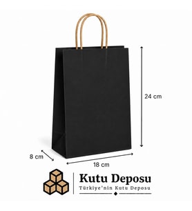 18x24x8 cm Kraft Siyah Poşet (25 ADET)