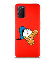 Oppo A52 Soft Premier Kapak Donald Duck-E Tasarımlı Silikon Kılıf - Kırmızı (Şeffaf)