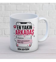 Kişiye Özel Arkadaş Tasarımlı Ekran Görüntüleri Yazılı İsimli Seramik Kupa Bardak