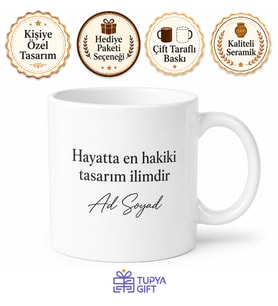 İsme Özel Özgün ve Tek Yazılı Kupa Bardak Hediye Özel Tasarım Porselen Mug