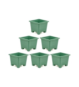 SY-5848 Dekoratif Plastik Kare Ayaklı Saksı 30 Lt Yeşil 6 Adet