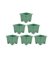 SY-5848 Dekoratif Plastik Kare Ayaklı Saksı 30 Lt Yeşil 6 Adet